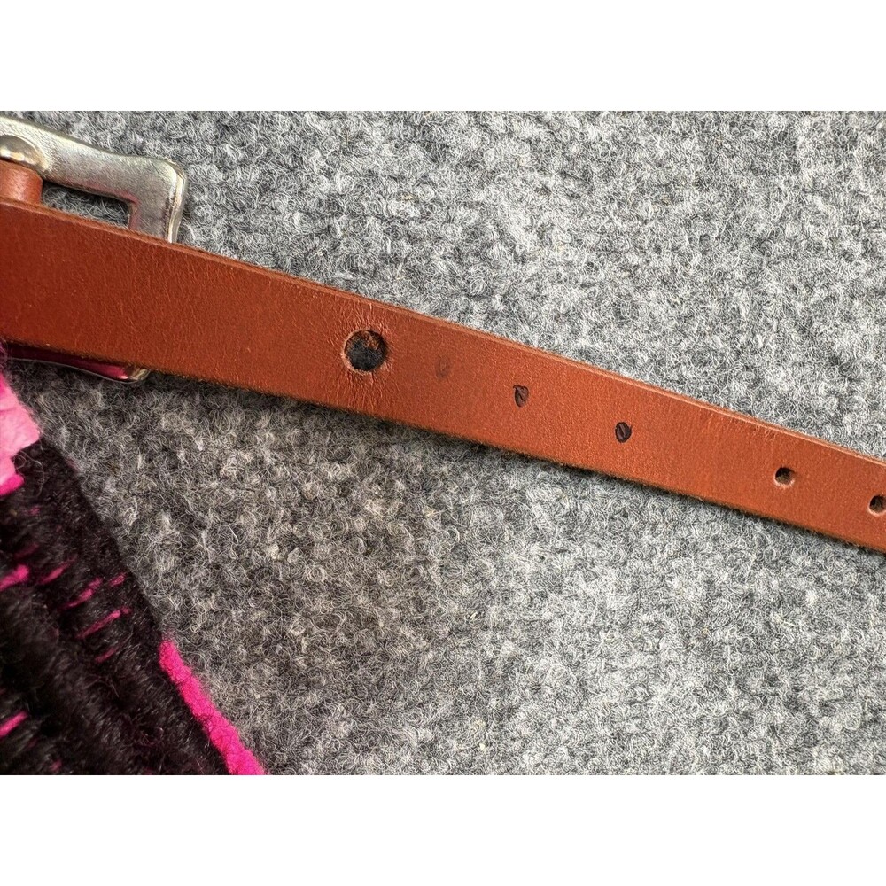 Pony Mohair Breast Collar Pink Black Woven Western Horse Tack Leather Straps - Picture 2 of 14
